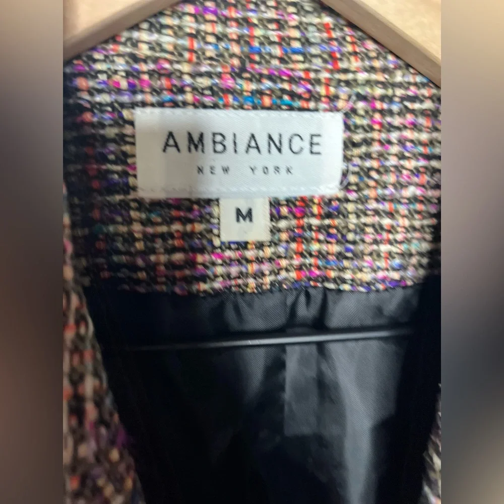 AMBIANCE New York Vintage Tweed Silk Women’s Blazer Jacket multicolor size M - Picture 3 of 14